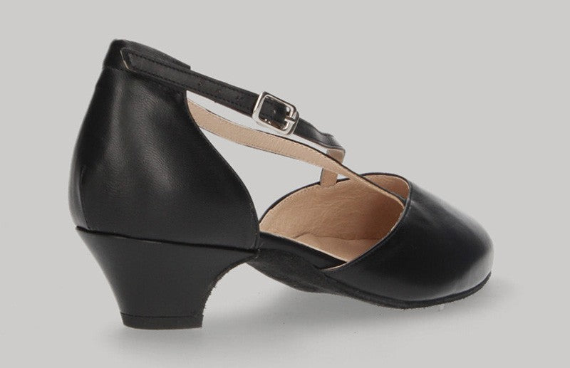 Black Leather Ballroom Dance Shoe with Cross Straps