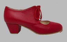 Zapato de baile flamenco semiprofesional piel rojo tacón cubano