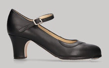 Zapato de baile flamenco semiprofesional piel negro con hebilla