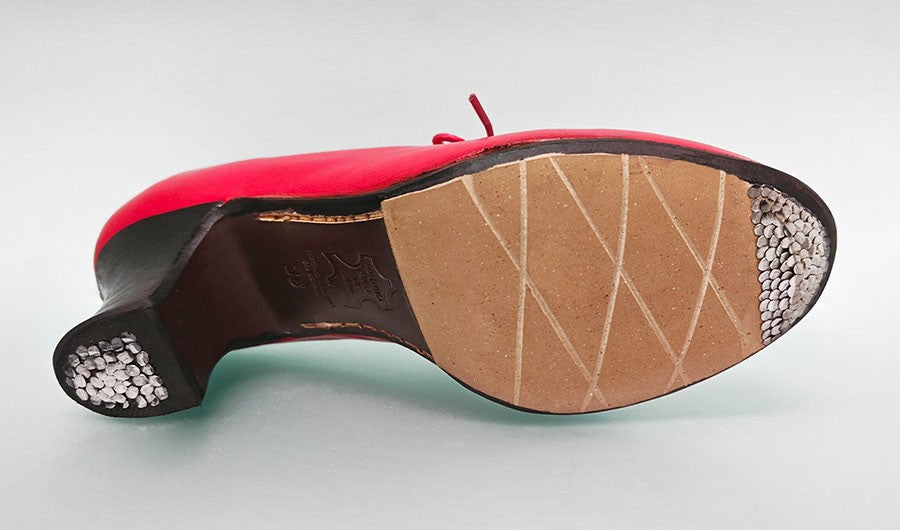 Zapato de Baile Flamenco Profesional Piel Rojo con Cordones