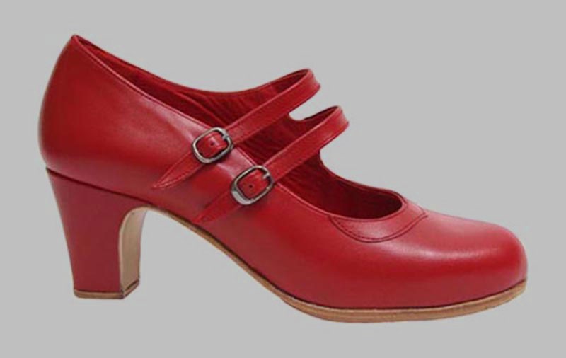 Zapato de baile flamenco profesional piel rojo