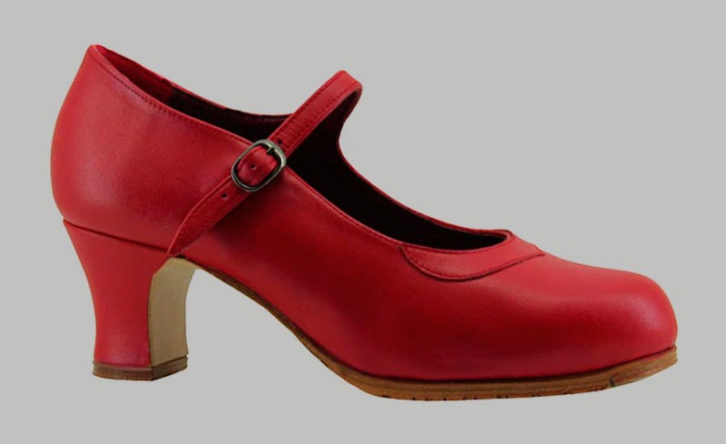 Zapato de baile flamenco profesional piel rojo
