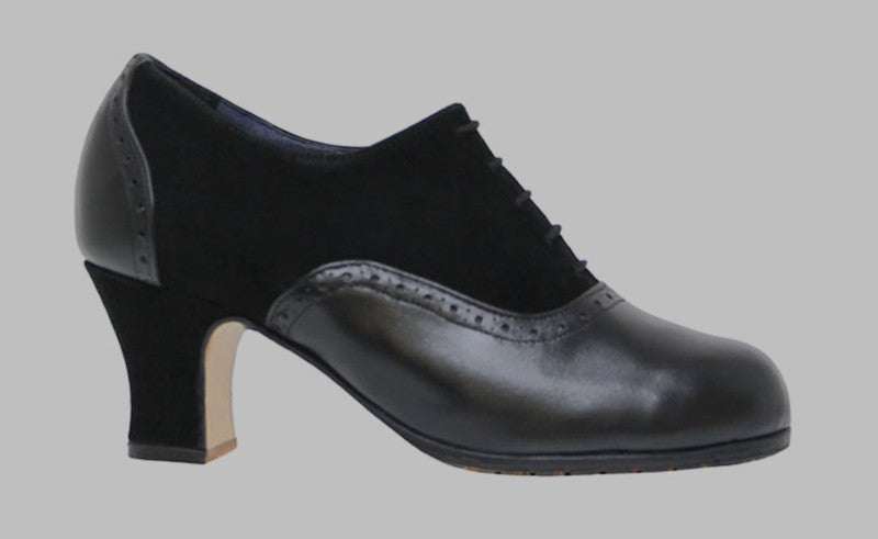 Zapato de baile flamenco profesional ante y piel negro