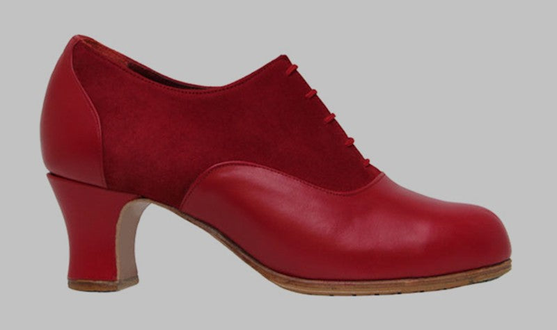 Zapato de baile flamenco profesional ante y piel rojo
