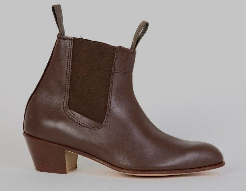 Cuban Heel Boot Brown Leather 35/46