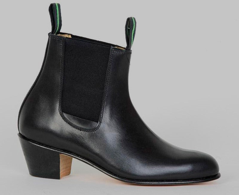 Botte à talon cubain en cuir noir 35/46