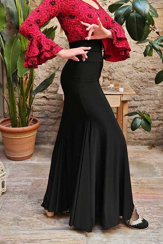 Falda Flamenco Negra Ceñida con Fajín