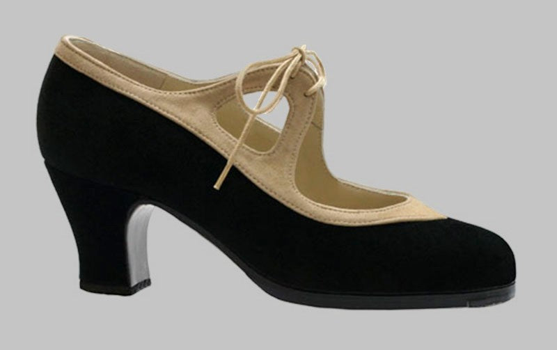 Zapato de Baile Flamenco Profesional Combinado Ante