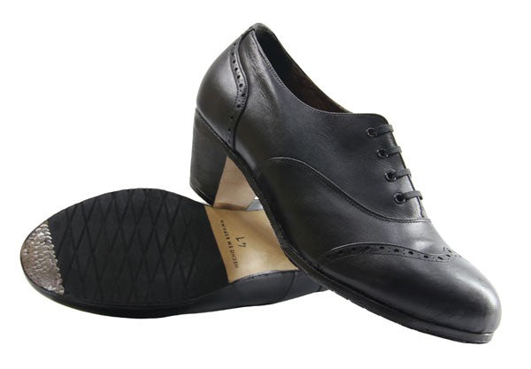 Chaussure de flamenco semi-professionnelle en cuir noir Pala Vega