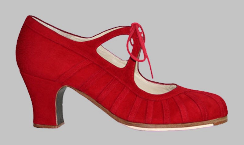 Chaussure de danse flamenco professionnelle en daim rouge