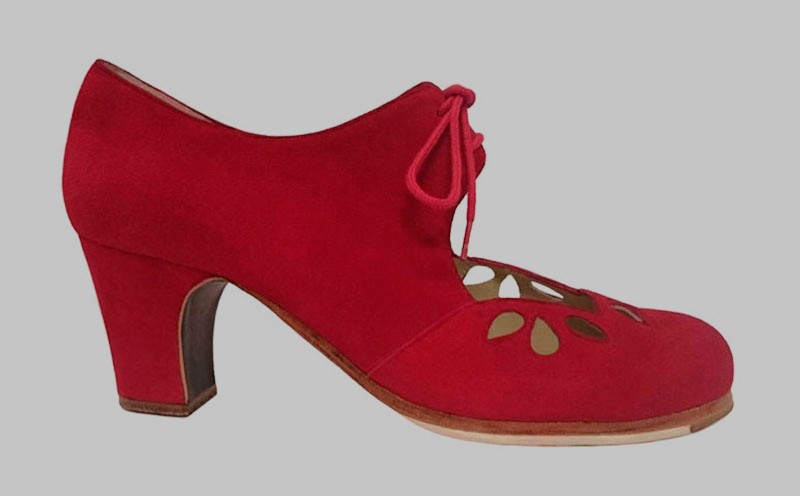 Chaussure de danse flamenco professionnelle en daim rouge
