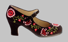Professional Flamenco Dance Shoe Black Suede Embroidered