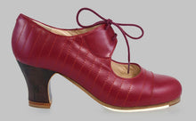 Zapato de baile flamenco profesional piel burdeos cordones