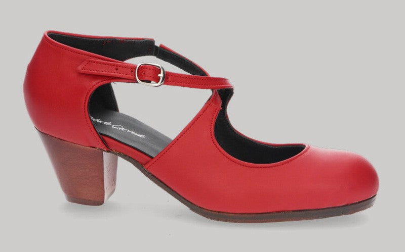 Chaussure de danse flamenco et espagnole en cuir rouge