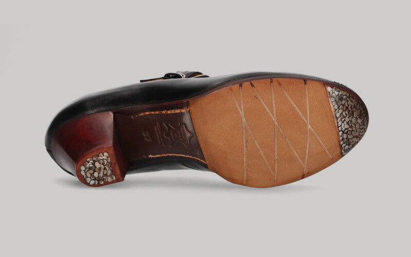 Chaussure de danse flamenco professionnelle, cuir noir