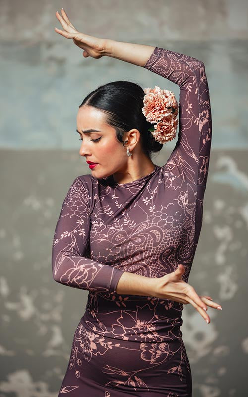 Haut Berre Flamenco en tricot élastique imprimé