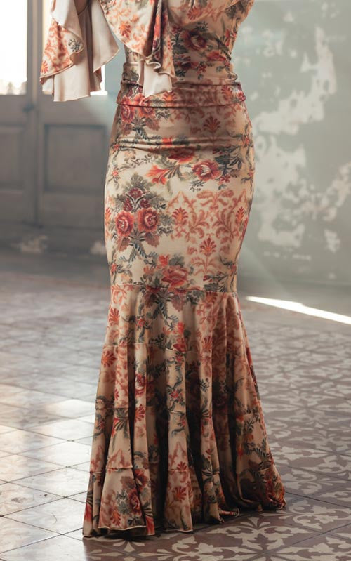 Jupe flamenco imprimée mauve