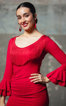 Icaro Flamenco Top with Fringes and Ruffles on the Sleeve