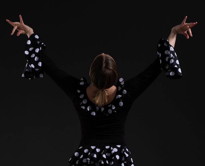 Top Flamenco negro Lola Con Volantes De Lunares