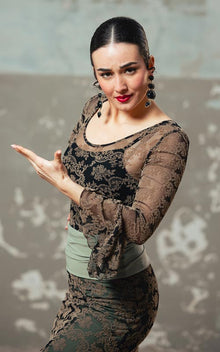 Body en tulle élastique imprimé brocart