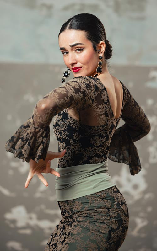 Body en tulle élastique imprimé brocart