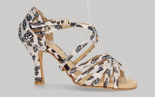 Chaussure de danse de salon à imprimé léopard avec strass en cristal