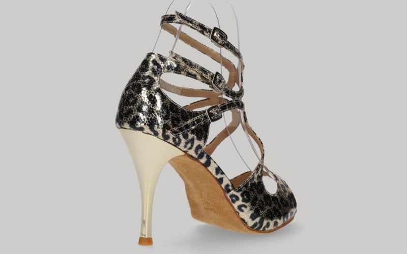 Chaussures de danse de salon et de tango à imprimé animal métallisé fantaisie