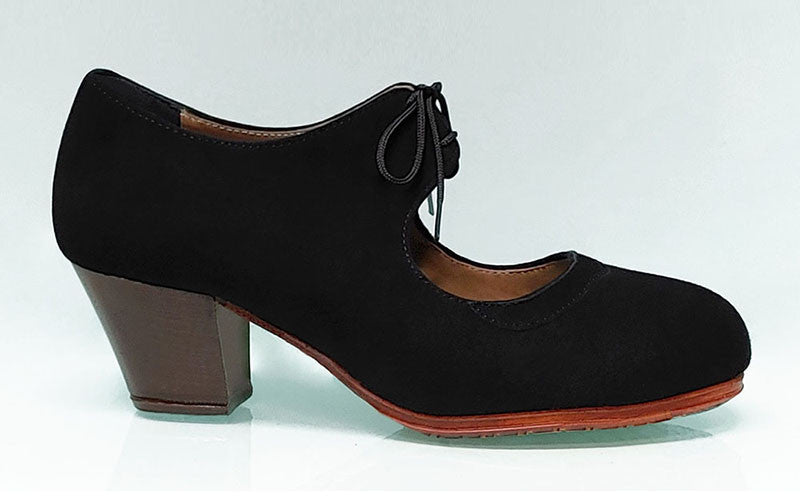 Chaussure de danse flamenco professionnelle "Double Largeur Spéciale" avec lacets.