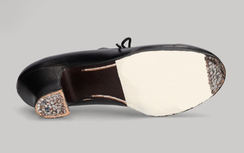 Zapato de Baile Flamenco Profesional Piel Negro Y Cordones