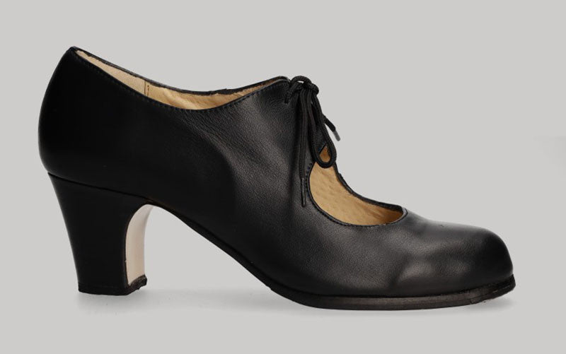Chaussure de danse flamenco semi-professionnelle, cuir noir