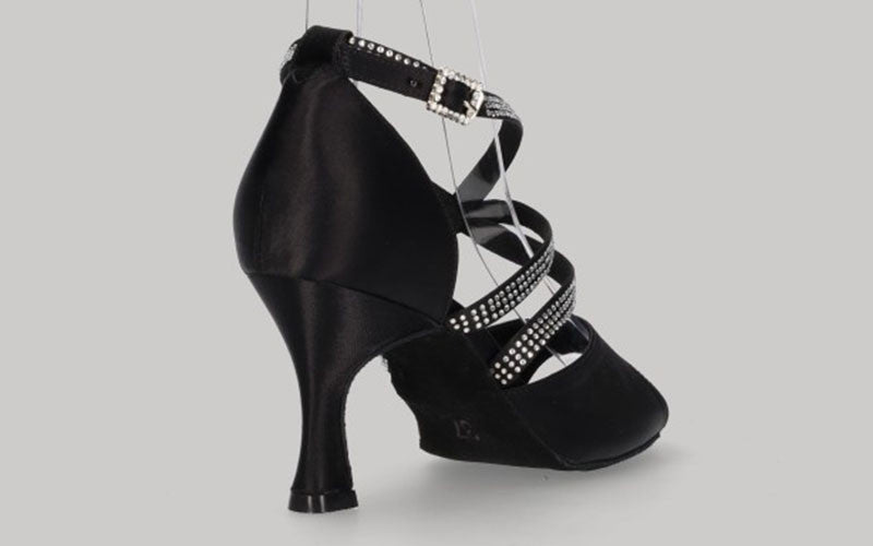 Zapato para Baile de Salón Negro con Pedrería de Cristal en Pulseras