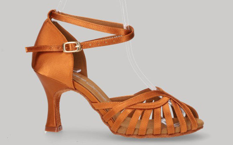 Chaussure de danse latine et de salon en satin bronze