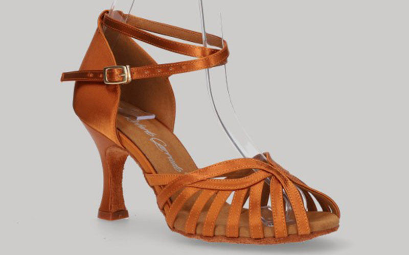 Chaussure de danse latine et de salon en satin bronze