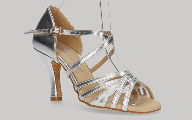 Chaussure de danse de salon avec bride croisée en argent