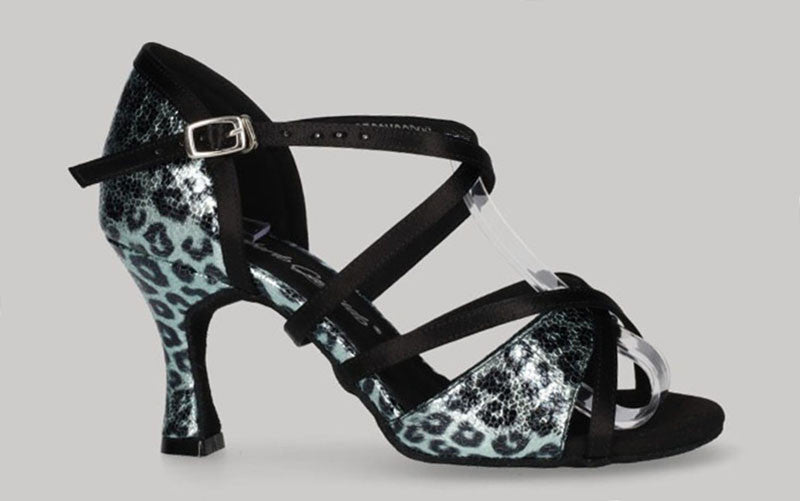 Chaussure de danse de salon fantaisie à imprimé animal vert métallisé