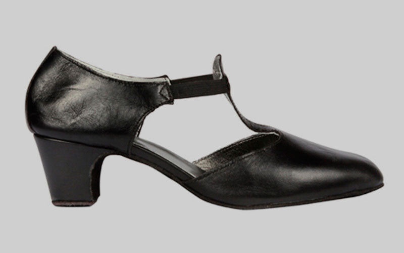 Chaussure de danse en cuir noir type Chapín 4 cm.
