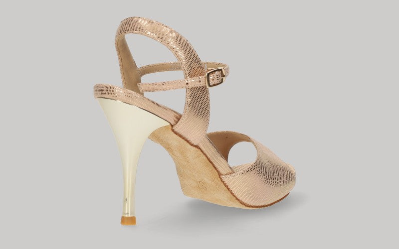 Chaussure de danse de salon et de tango en or métallisé fantaisie