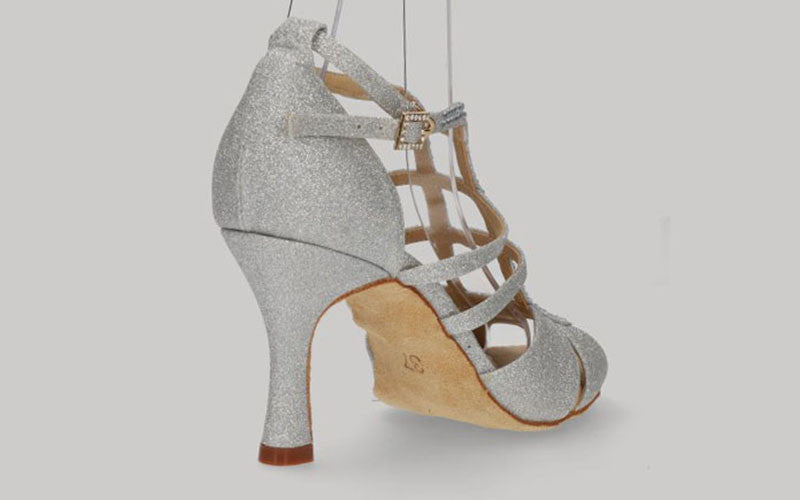 Chaussure de danse de salon fantaisie à paillettes argentées