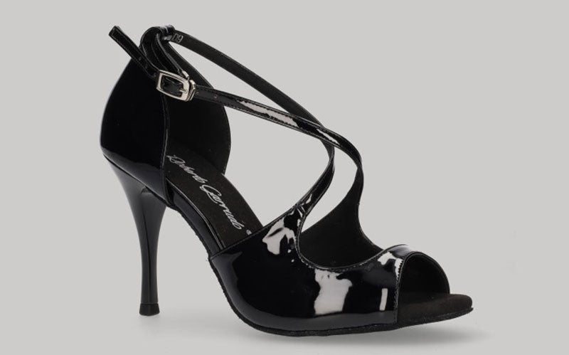 Chaussures de danse de salon et de tango en cuir verni noir