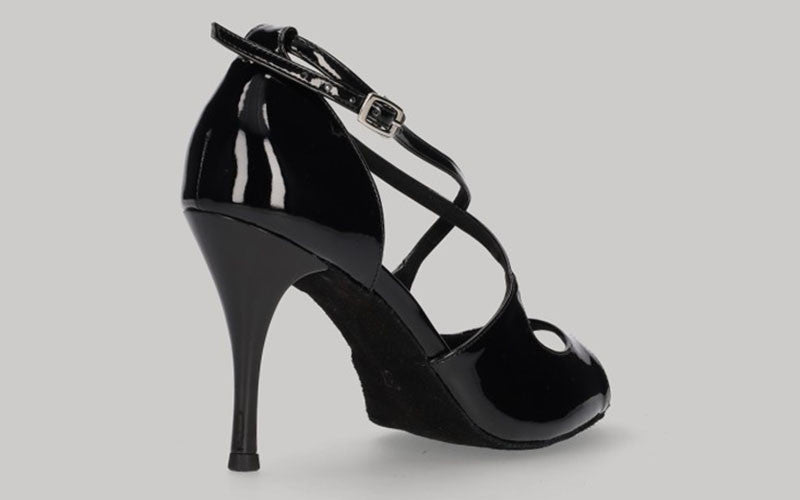 Chaussures de danse de salon et de tango en cuir verni noir