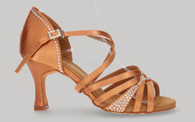 Chaussure de danse de salon en bronze avec strass sur la tige et le talon