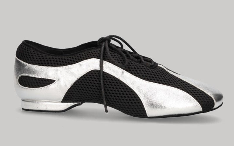 Zapato de Hombre para Baile Latino y de Salón con Cordones Negro y Plata
