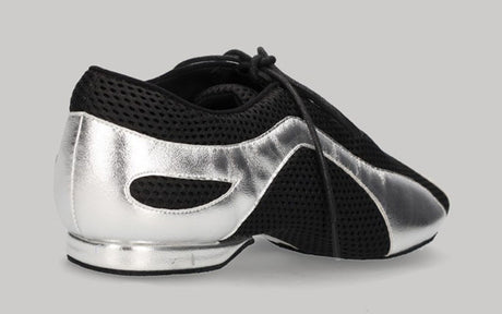 Chaussures de danse latine et de salon pour homme avec lacets noirs et argentés