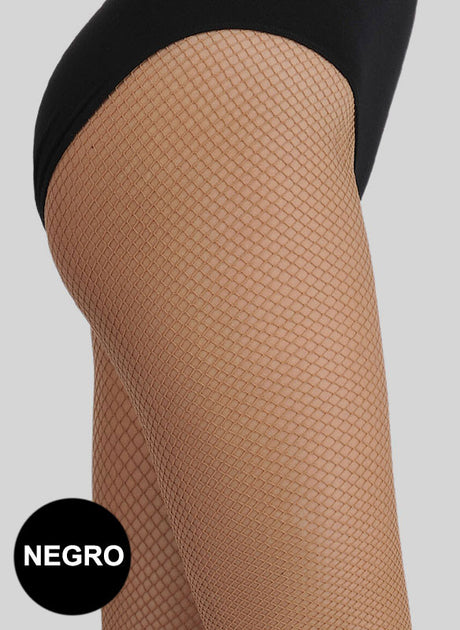 Bas résille noir avec crochet d'orteil