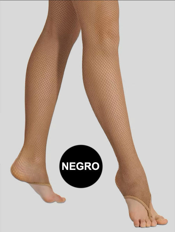 Bas résille noir avec crochet d'orteil