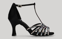 Chaussure de danse de salon noire avec strass en cristal