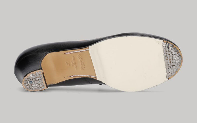 Zapato de Baile Flamenco Profesional Piel Negro y Beige Con Cordones
