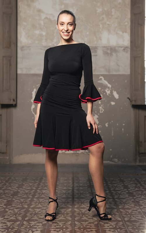 Falda Stucco Negra para Baile de Salón