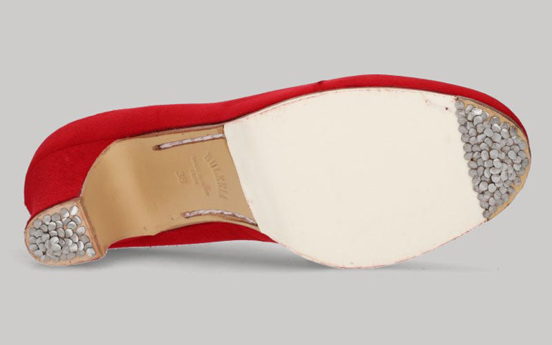 Zapato de Baile Flamenco Profesional Ante Rojo Con Cordones