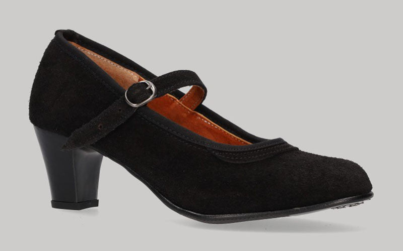 Chaussure semi-professionnelle en daim noir avec boucle (pour débutants)
